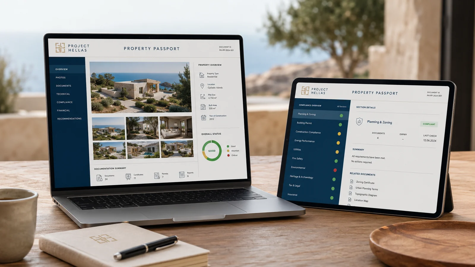 Digital Property Passport report displayed on a laptop and tablet